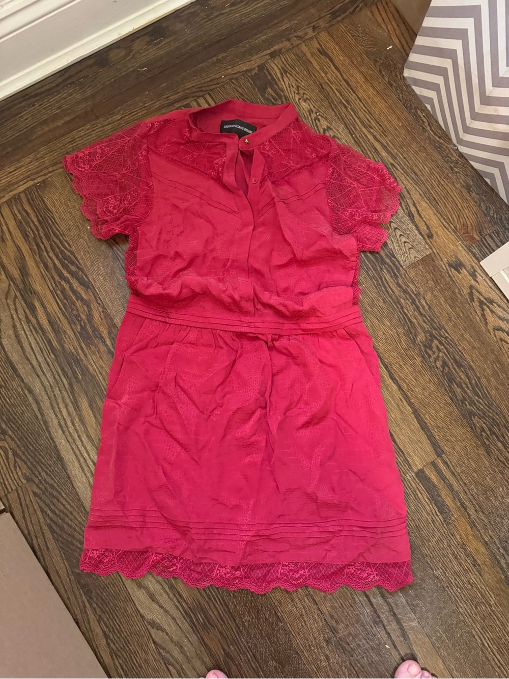Zadig & Voltaire Fuchsia Lace-Trim Mini Dress